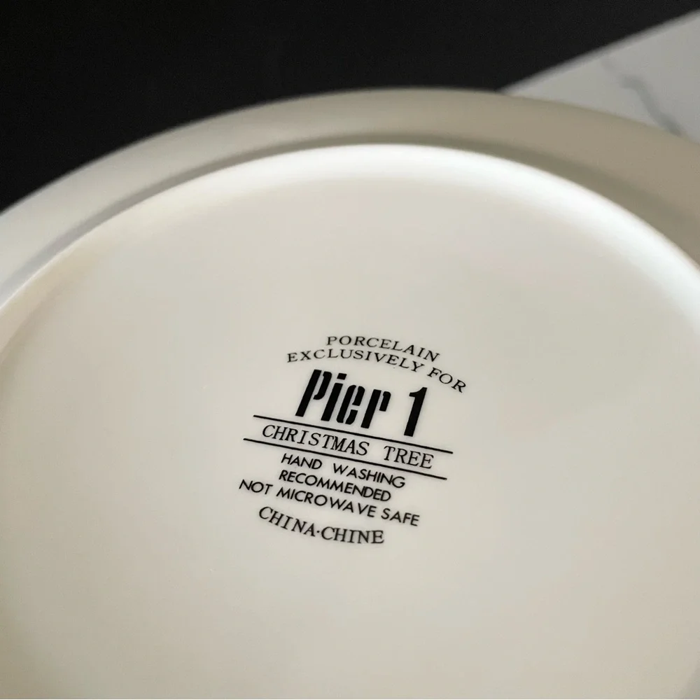 SET of 4 Red Christmas Tree Salad or Dessert Plates by Pier 1
